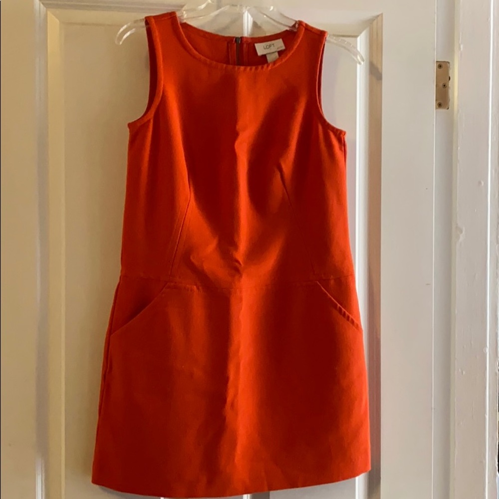 Orange shift dress from loft, size 0P